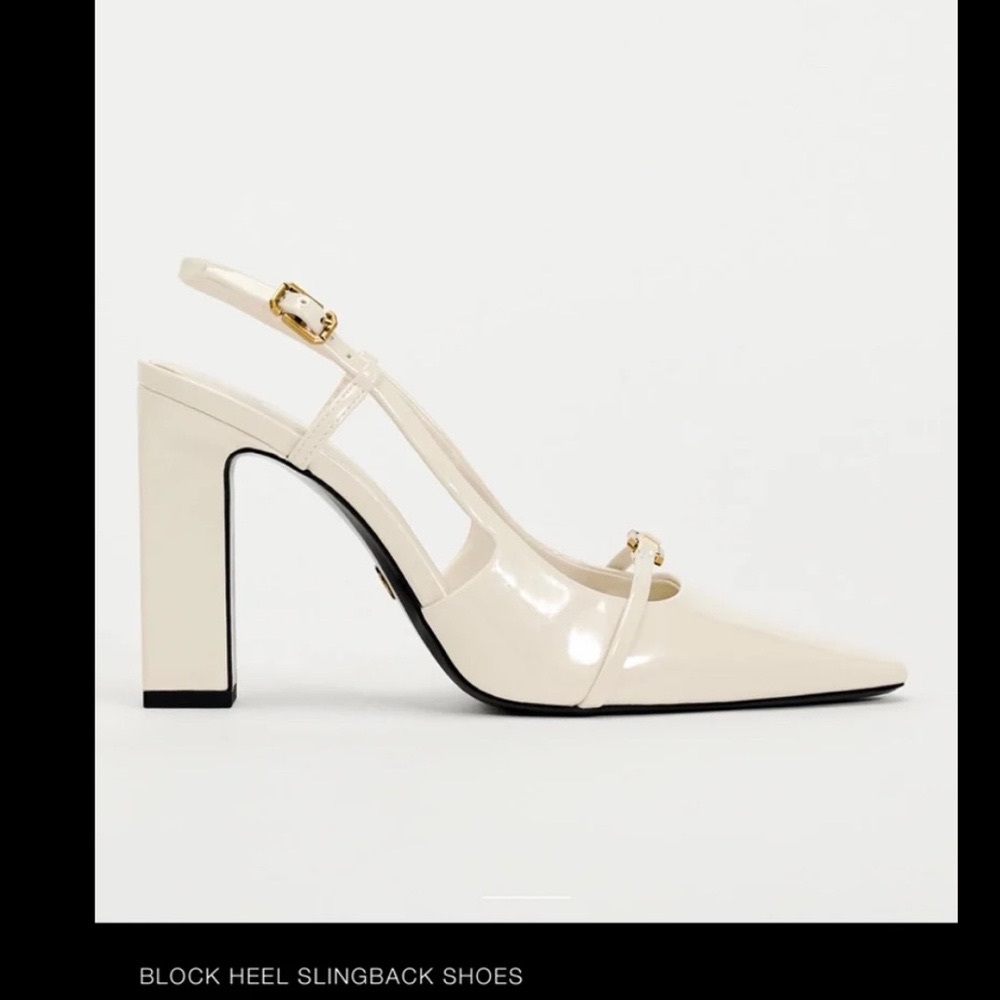 Zara Block Heel Slingback Shoes